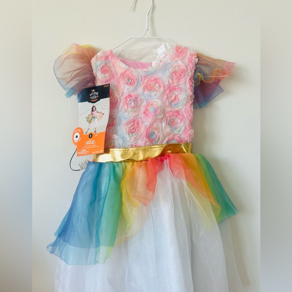 ❤️New Vibrant Floral Kids Dance Costume with Gold Waistband LIGHT-UP
~ UNICORN✨